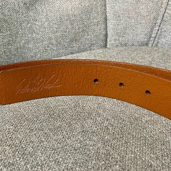 Patricia Nash 100% Leather Vietri Signature Map Belt w/ Brushed Brass Buckle NWT - Picture 5 of 6
